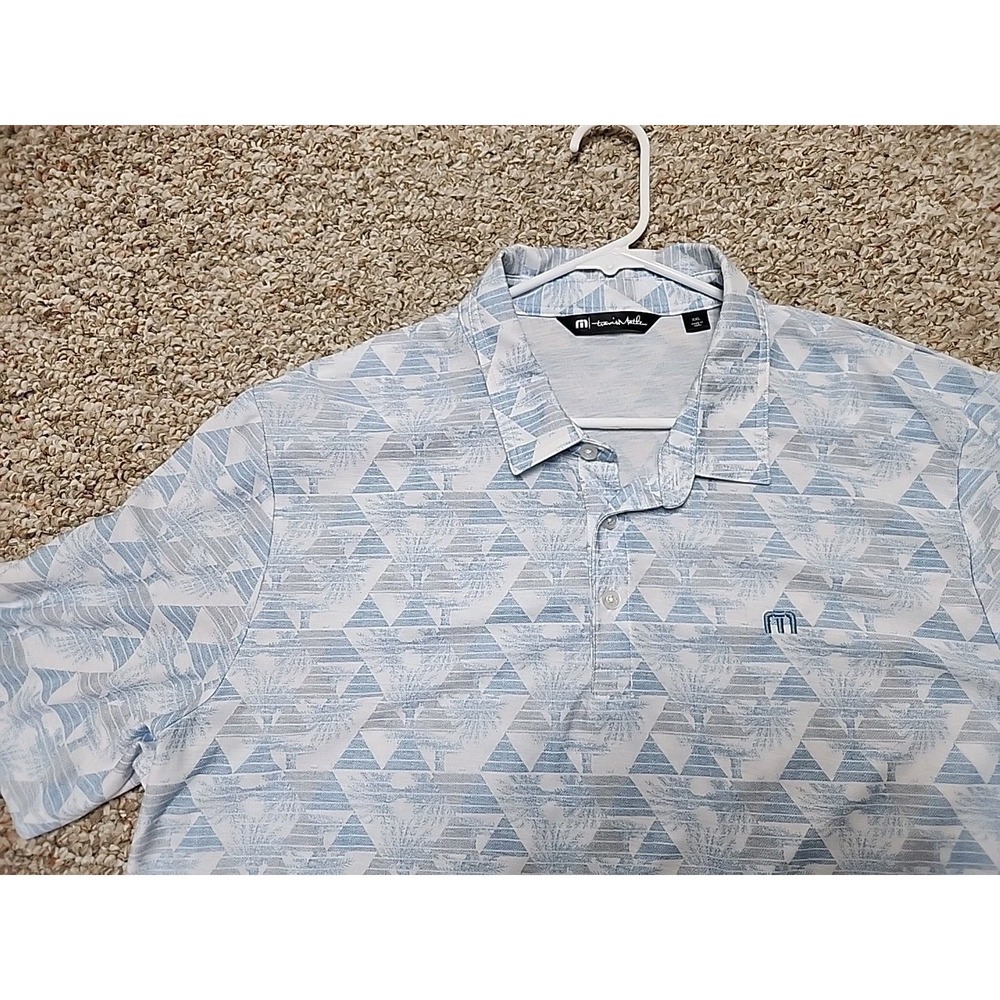 Travis Mathew MENS XXL Polo Short Sleeve Shirt Golf Trees Pyramids FHCC Logo